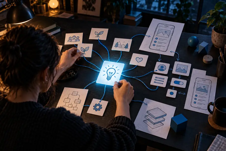 Illustration of a prompt-led software idea